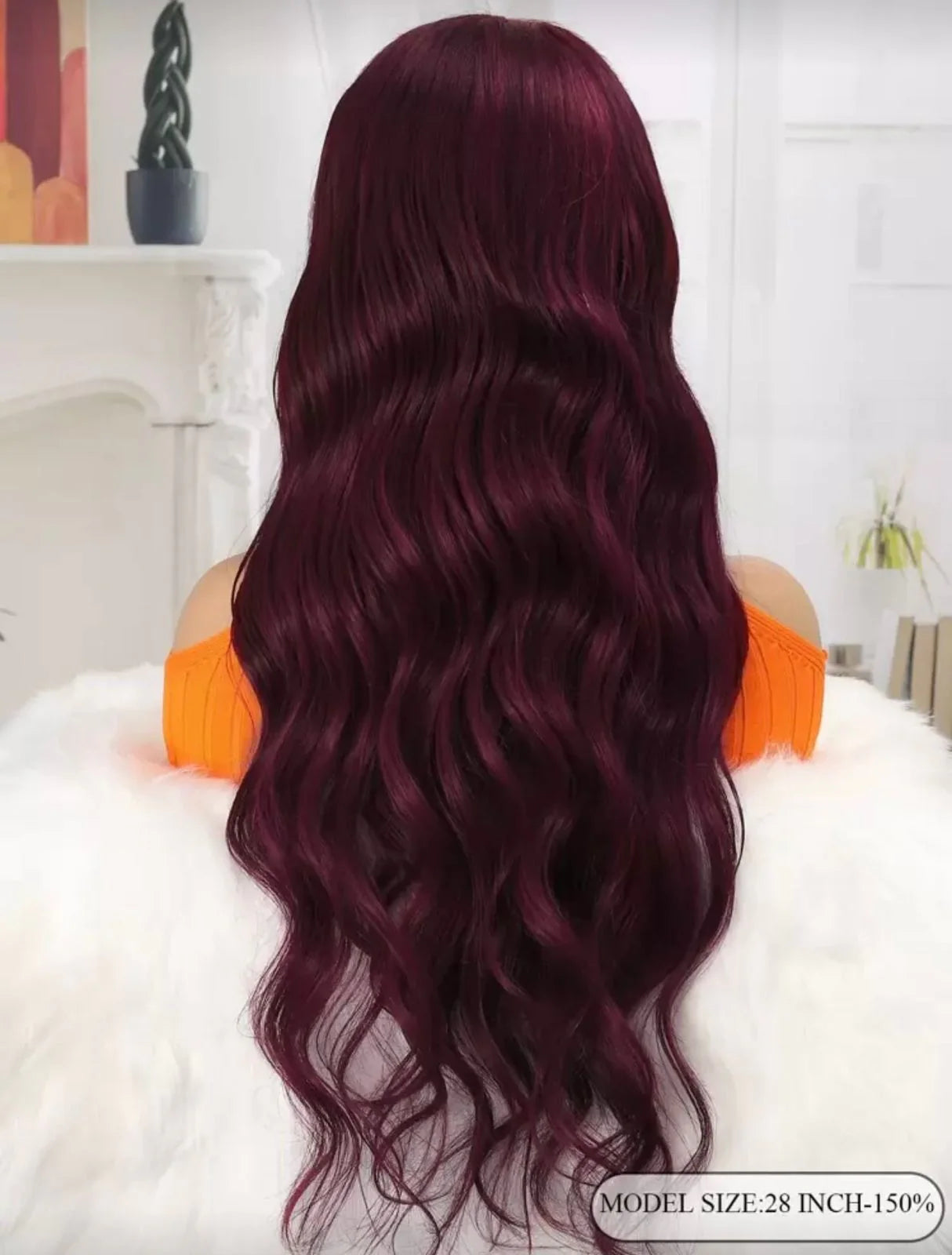 Burgundy lace front wig - 26'' Human Blend
